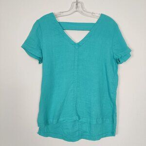 C&C California Women's Top Size S Blue Linen Summer Lightweight Casual Outerwear